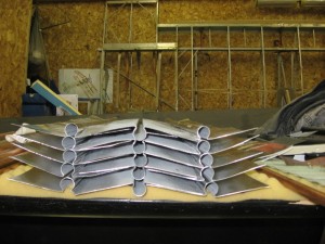 Photo above: End view of a stack of finished aluminum absorbers